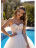 Ivory Lace Pleated Tulle Tiered Wedding Dress